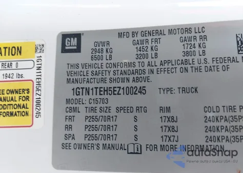 2014 GMC Sierra 1500 z USA, uszkodzony, nr VIN 1GTN1TEH5EZ100245